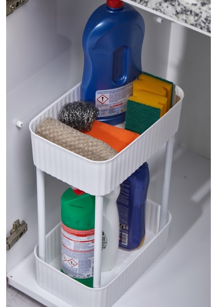 Easy 2 Katlı Çok Amaçlı Raf Mutfak ve Banyo Organizer Düzenleyici (Tekerleksiz)