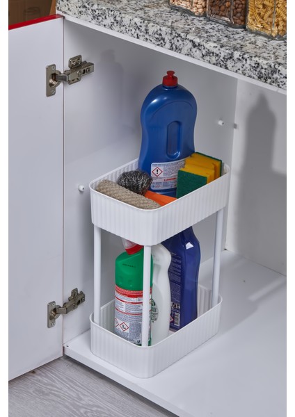 Easy 2 Katlı Çok Amaçlı Raf Mutfak ve Banyo Organizer Düzenleyici (Tekerleksiz)