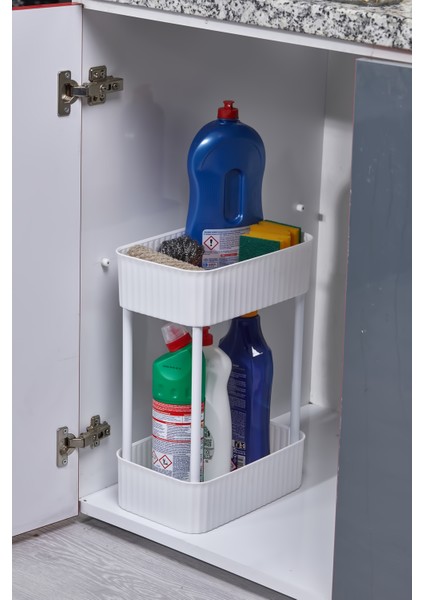 Easy 2 Katlı Çok Amaçlı Raf Mutfak ve Banyo Organizer Düzenleyici (Tekerleksiz)