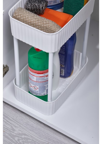 Easy 2 Katlı Çok Amaçlı Raf Mutfak ve Banyo Organizer Düzenleyici (Tekerleksiz)