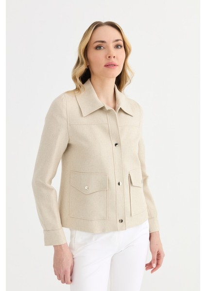 Dıştan Cep Çıtçıtlı Kendinden Simli Ceket