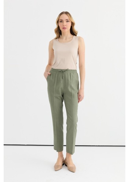 Beli Lastikli Bağlamalı Boru Paça Pantolon