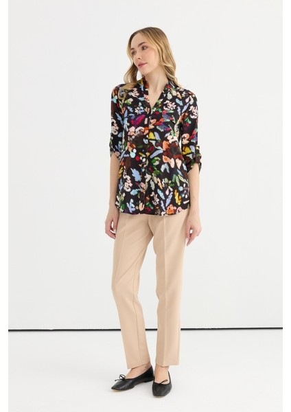 Hakim Yaka Cepli Sulu Boya Görüntülü Bluz indirimleri