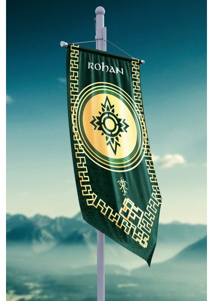 Yüzüklerin Efendisi Güç Yüzükleri Rohan Krallığı Flama Bayrak 50X100
