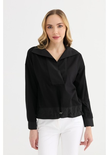 Etek Ucu Lastikli Koton Kombinli Bluz