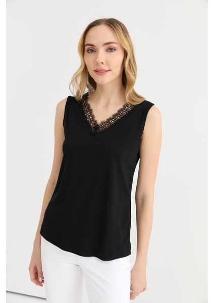 Önü V Arkası V Dantelli Penye Bluz indirimleri