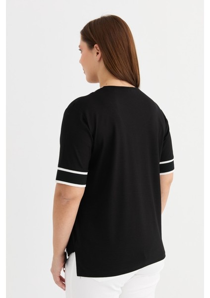 Büyük Beden V Yaka Kısa Kol Ribanalı Penye Bluz fırsatları