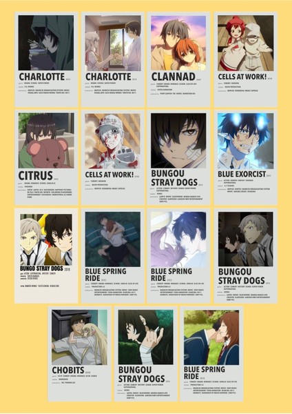 Anime Poster Kolaj Seti | Kaplamalı Yırtılmaz Duvar Poster Seti Kalın Kuşe Kağıt | 60 Adet 10CM*14C indirimleri