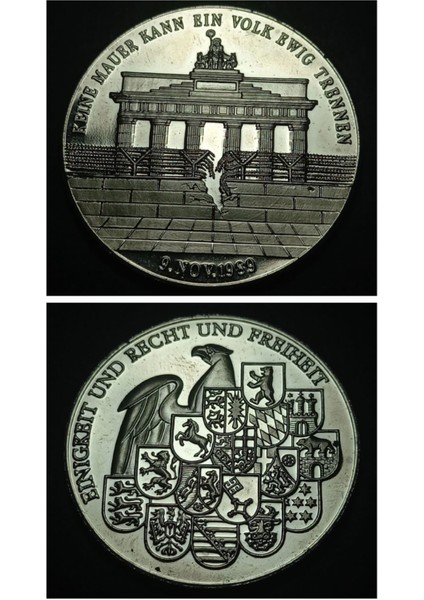 39963680261C12D2FA Berlin Duvarı'nın Yıkılışı Temalı Çil Madalya 21,58GR. 40MM