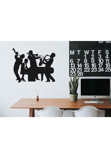 Jazz Müzisyenler Ahşap Mdf Duvar Dekorasyonu Tablo 40 x 35 cm