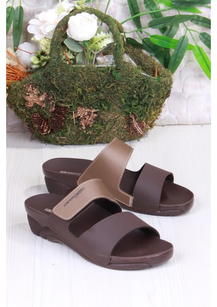 Venedik-15 Kahve Çırt Detaylı Ortapedik Kadın Terlik modelleri