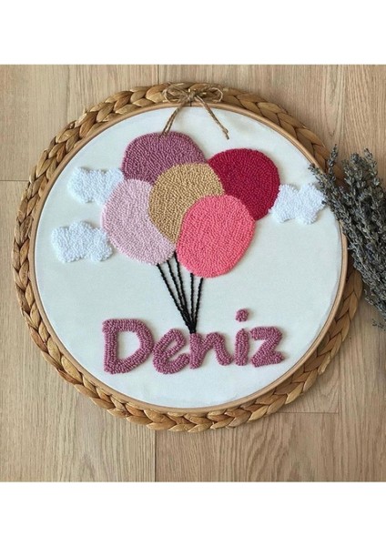 Bebek-Çocuk Odası Isimli Kapı Süsü-Punch Nakış Işlemeli Duvar Panosu