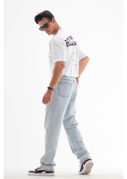 Erkek Baggy Fit Likrasız Rahat Kesim %100 Pamuk Loose Jean Kot Pantolon
