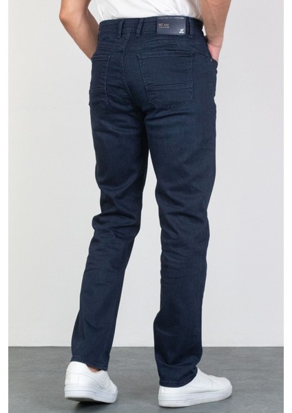 Erkek Lacivert Regular Fit Rahat Kesim Esnek Likralı Denim Jeans Kot Pantolon HLTHE003005