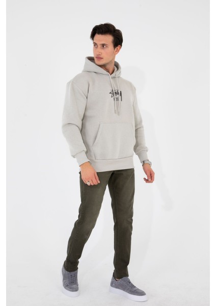 Erkek Koyu Haki Slim Fit Dar Kesim Esnek Likralı Denim Jeans Kot Pantolon HLTHE001986