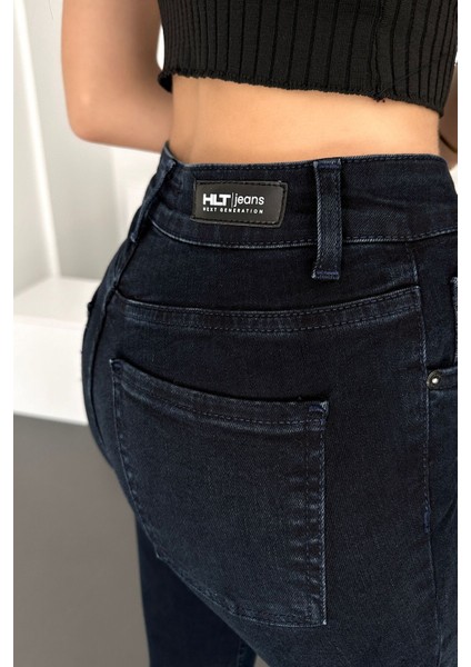 Kadın Blue Black Süper Skinny Fit Esnek Likralı Yüksek Bel Denim Jean Kot Pantolon Hltjennie-Blue Black-K