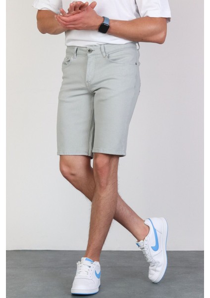 Erkek Baby Blue Slim Kesim Comfort Likralı Denim Esnek Jeans Kot Şort Thomas-Baby Blue