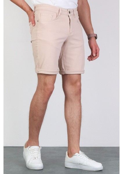 Erkek Rose Pink Slim Kesim Comfort Likralı Denim Esnek Jeans Kot Şort Thomas-Rose Pink indirimleri
