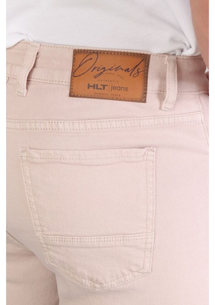 Erkek Rose Pink Slim Kesim Comfort Likralı Denim Esnek Jeans Kot Şort Thomas-Rose Pink