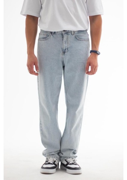 Erkek Baggy Fit Likrasız Rahat Kesim %100 Pamuk Loose Jean Kot Pantolon