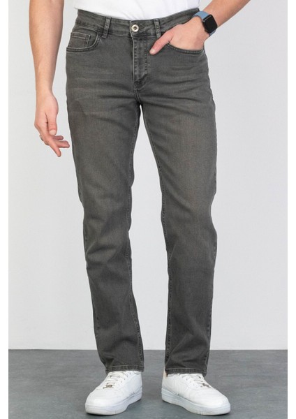 Erkek Açık Haki Regular Fit Rahat Kesim Esnek Likralı Denim Jeans Kot Pantolon HLTHE001910