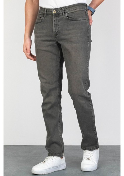 Erkek Açık Haki Regular Fit Rahat Kesim Esnek Likralı Denim Jeans Kot Pantolon HLTHE001910