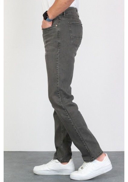 Erkek Açık Haki Regular Fit Rahat Kesim Esnek Likralı Denim Jeans Kot Pantolon HLTHE001910