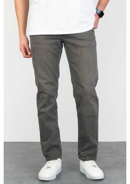 Erkek Açık Haki Regular Fit Rahat Kesim Esnek Likralı Denim Jeans Kot Pantolon HLTHE001910