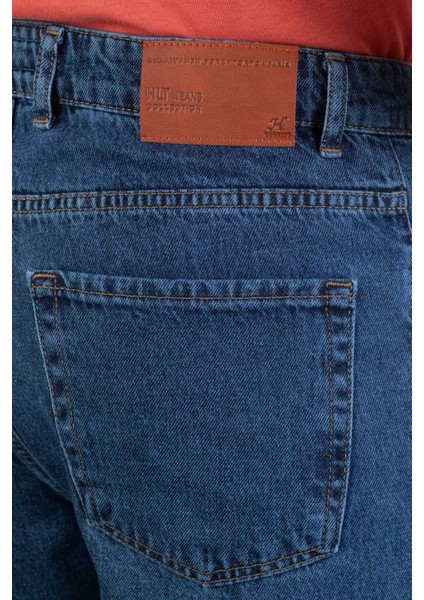 Erkek Mavi Baggy Fit Bol Kesim %100 Pamuk Denim Loose Jeans Kot Pantolon Leo