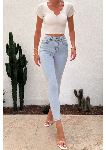 Mavi Kar Kadın Süper Skinny Fit Esnek Likralı Yüksek Bel Denim Jean Kot Pantolon JENNİE-2004 fırsatları
