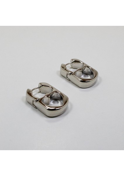 6 mm Silver Renk Kalp Model Çelik Küpe