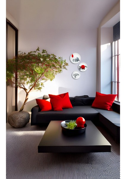 Japon Temalı Baskılı Porselen 3lü Duvar Tabağı Seti modelleri