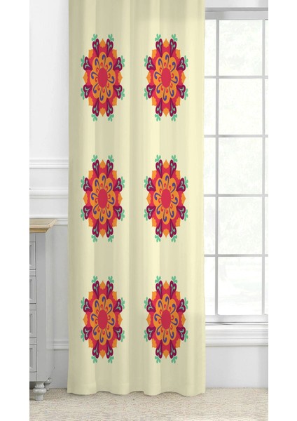 Çiçekler Yaprak Çizgili Bohem Desenli Özel Tasarım Dijital Baskılı (Tek Kanat) Modern Şık Fon Perde fiyatları