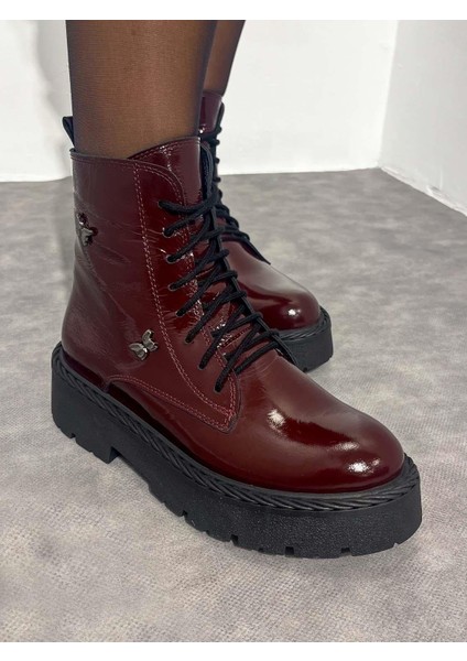 Winterfly Deri Bordo Kadın Bot