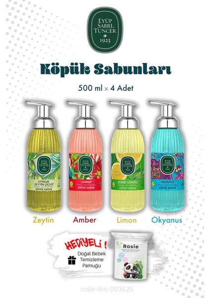 Ferah Esinti 4'lü Set 500 ml Köpük Sabun ve Rosıe Mendil