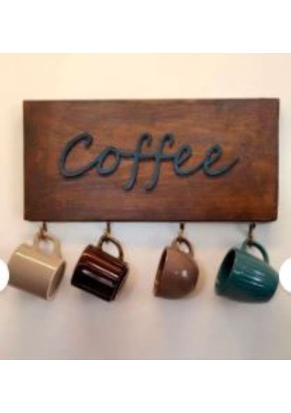 Ahşap Coffee Yazılı Duvar Kahve Fincanı Askılığı fiyatları
