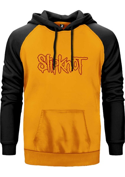 Slipknot Text Sarı Renk Reglan Kol Kapşonlu Sweatshirt