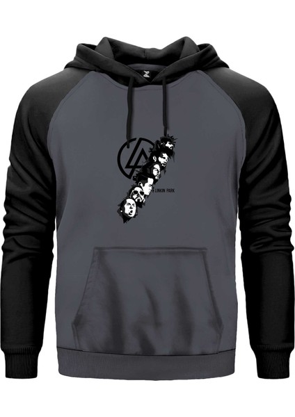 Linkin Park Logo Siluet Gri Renk Reglan Kol Kapşonlu Sweatshirt