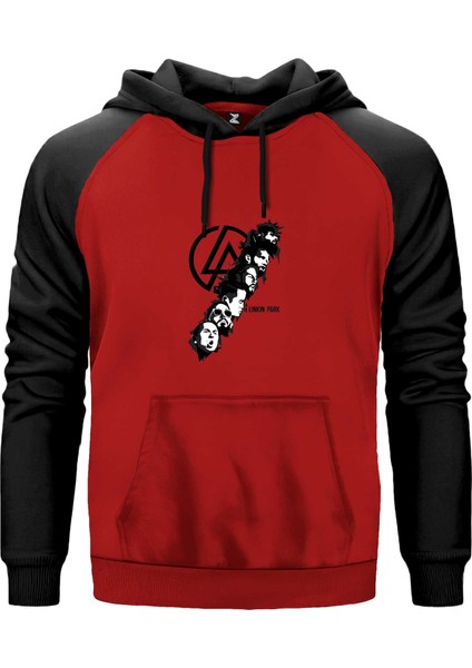 Linkin Park Logo Siluet Kırmızı Renk Reglan Kol Kapşonlu Sweatshirt