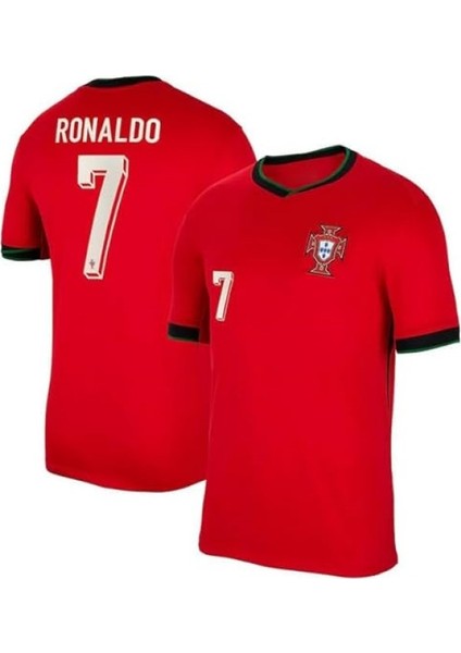 Portekiz Ronaldo Kırmızı Yetişkin Dijital Baskılı Futbol Forması