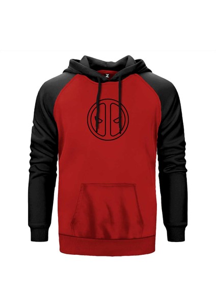 Deadpool Logo Kırmızı Renk Reglan Kol Kapşonlu Sweatshirt