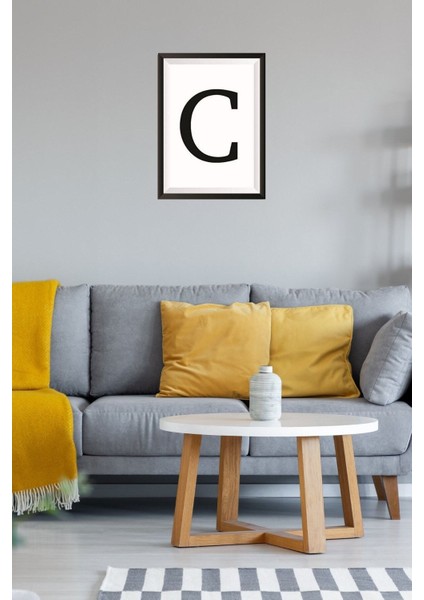 Çerçeve Görünümlü C Harfi Duvar Dekoru - Salon Oturma Yatak Odası Ofis Antre Için 26X19CM Tablo