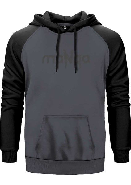 Manga Yazı Gri Renk Reglan Kol Kapşonlu Sweatshirt