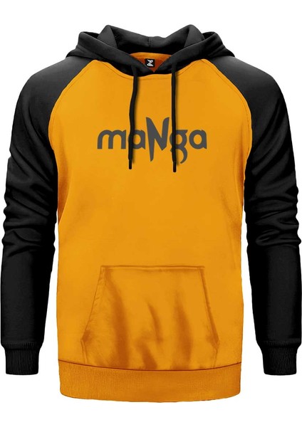 Manga Yazı Sarı Renk Reglan Kol Kapşonlu Sweatshirt