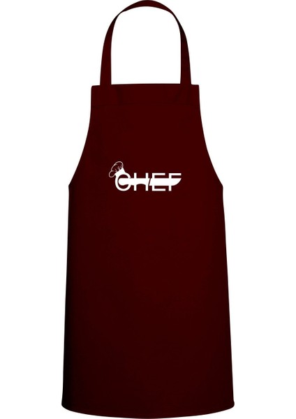 Chef Özel Baskılı Chef Mutfak Önlüğü Bordo
