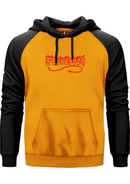 Possessed Kırmızı Logo Sarı Renk Reglan Kol Kapşonlu Sweatshirt