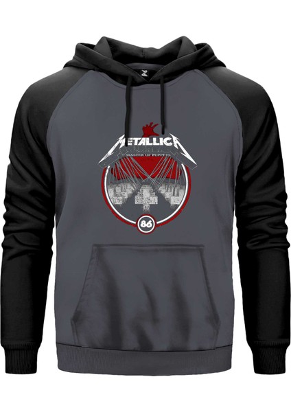 Metallica Master Of Puppets Albums Gri Renk Reglan Kol Kapşonlu Sweatshirt