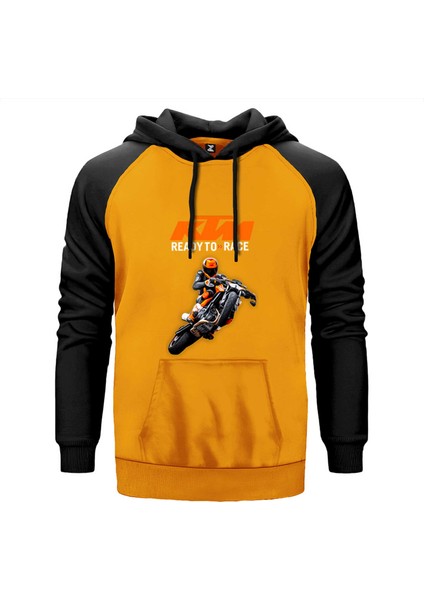 Ktm Ready To Race Moto Sarı Renk Reglan Kol Kapşonlu Sweatshirt