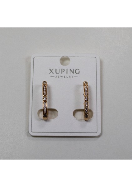 Zirkon Taşlı Çubuk Model Xuping Altın Kaplama Küpe