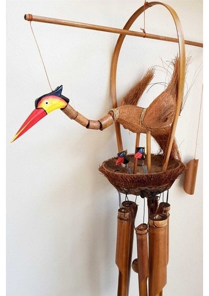 Leylek Tasarımlı Bambu Rüzgar Çanı Büyük Boy fiyatları